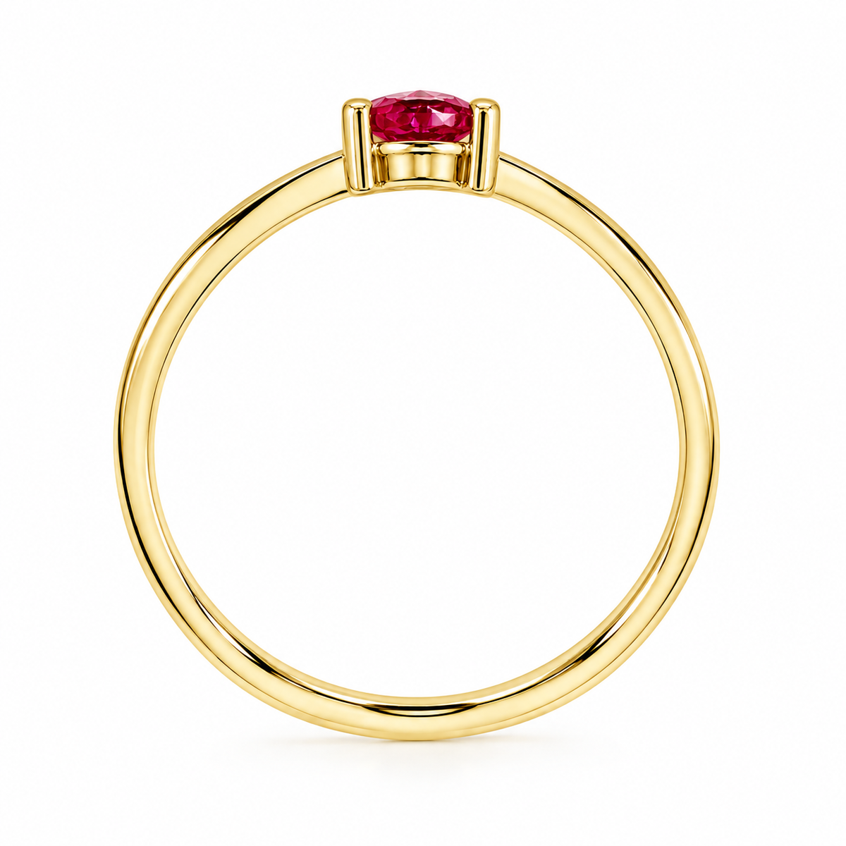Anillo de oro amarillo 18k con un rubi natural en forma de corazón - Memphis