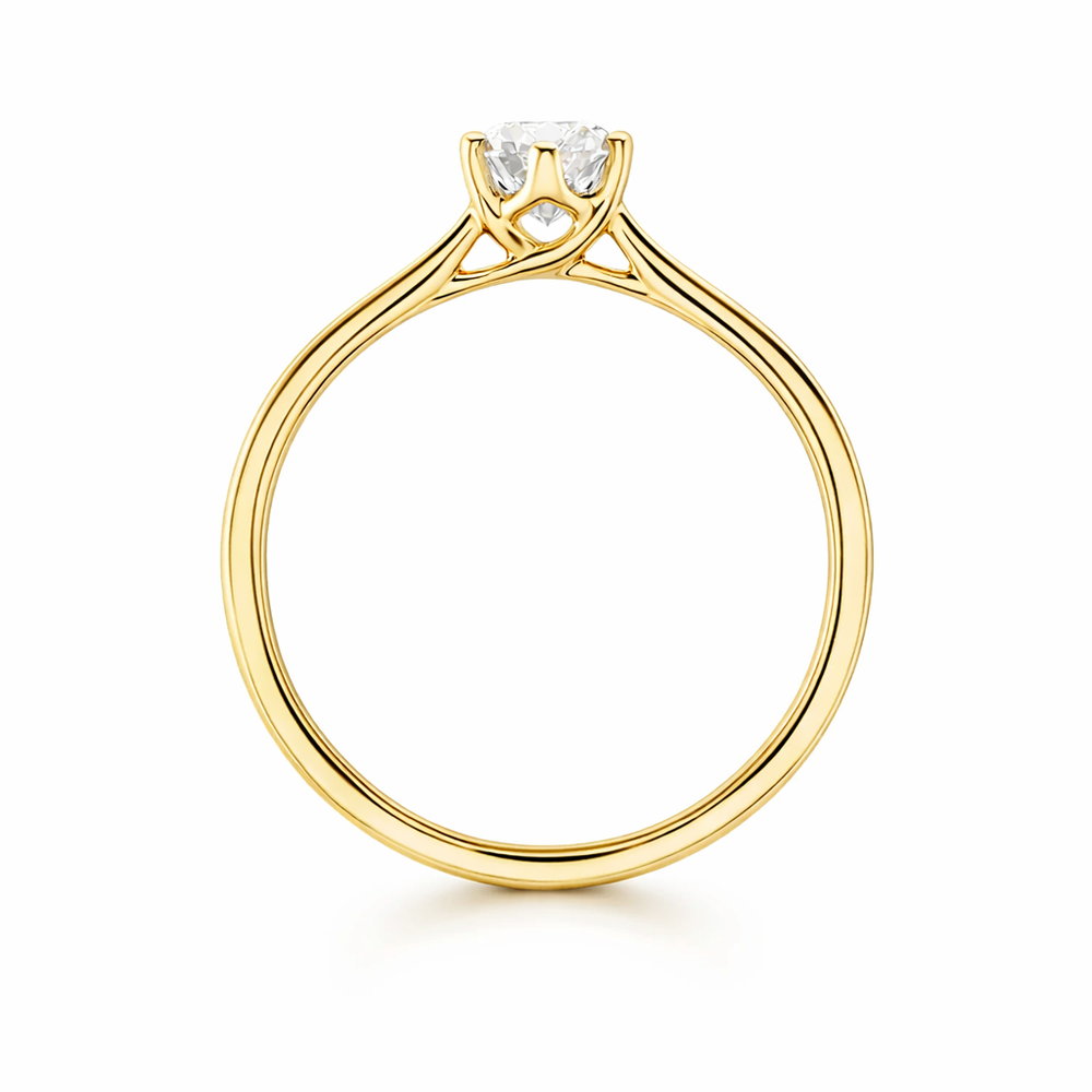 Anillo solitario en oro amarillo con diamante creado en laboratorio 