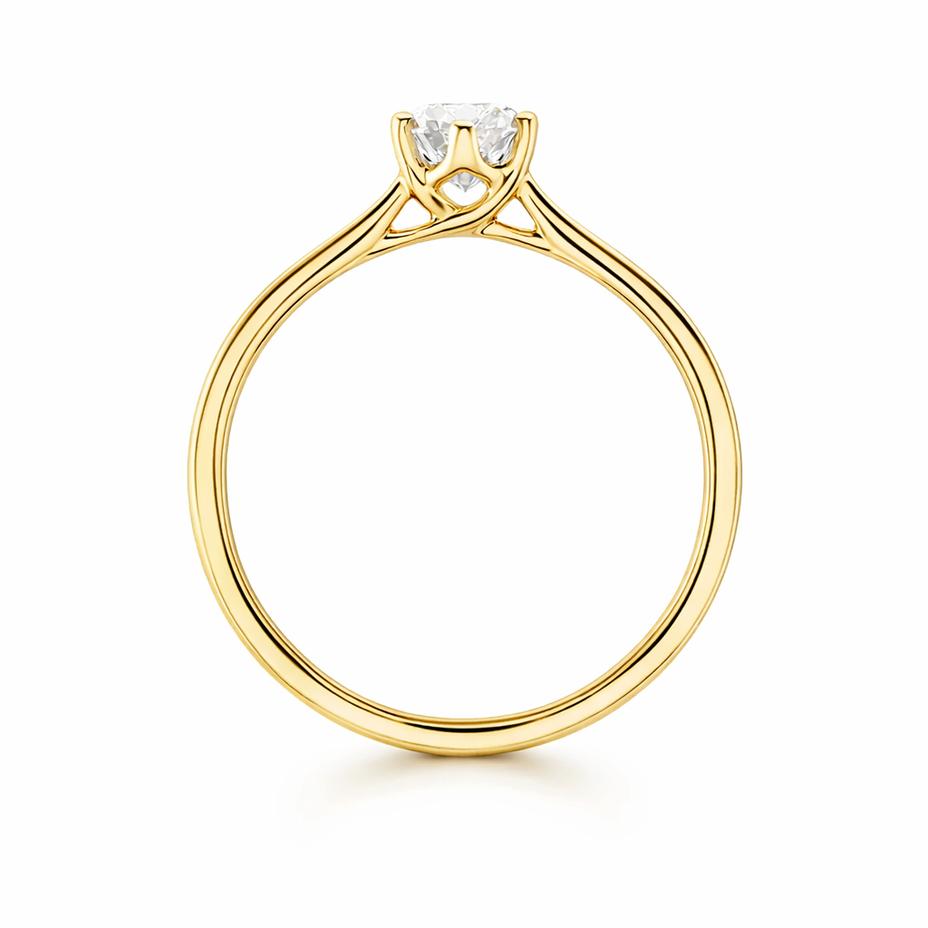 Anillo solitario en oro amarillo con diamante creado en laboratorio 