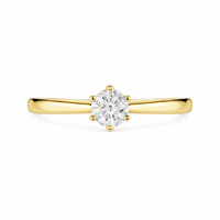 Anillo solitario en oro amarillo con diamante creado en laboratorio 
