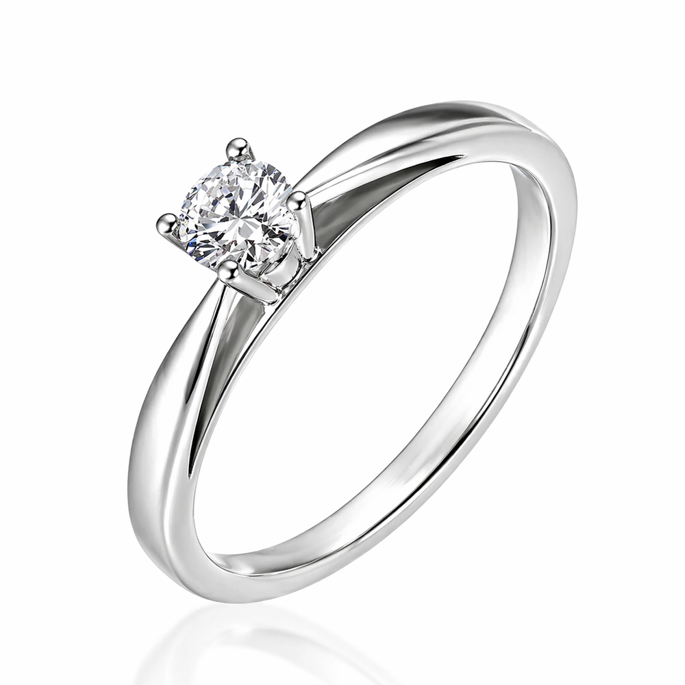 Anillo solitario con diamante redondo