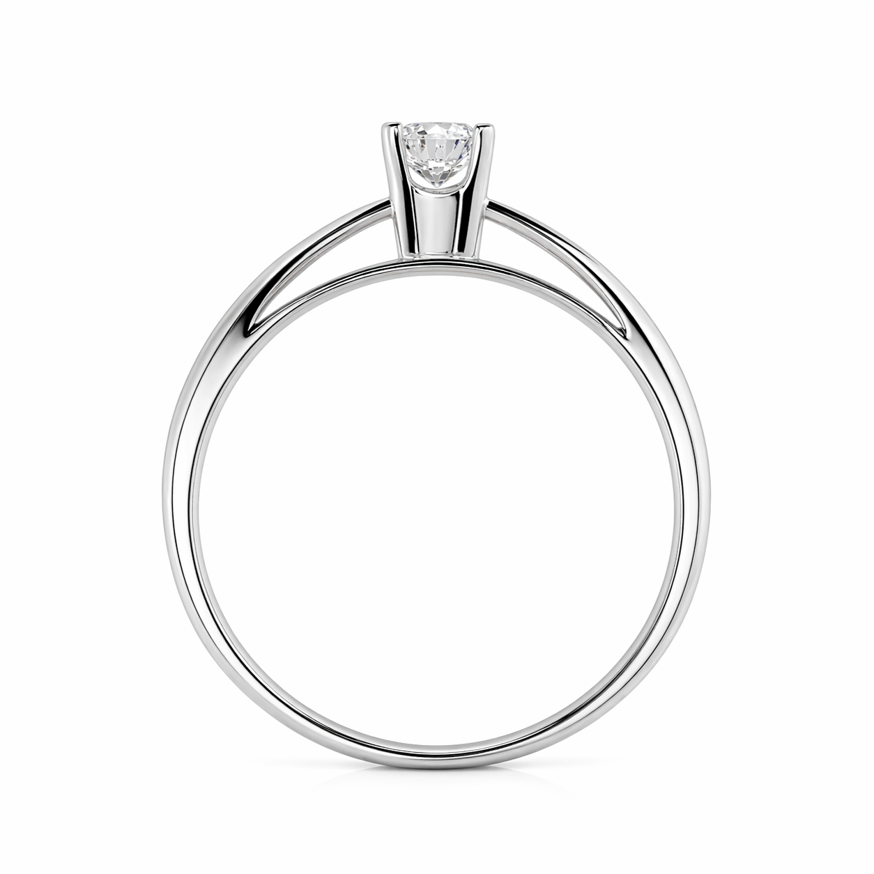 Anillo solitario con diamante redondo