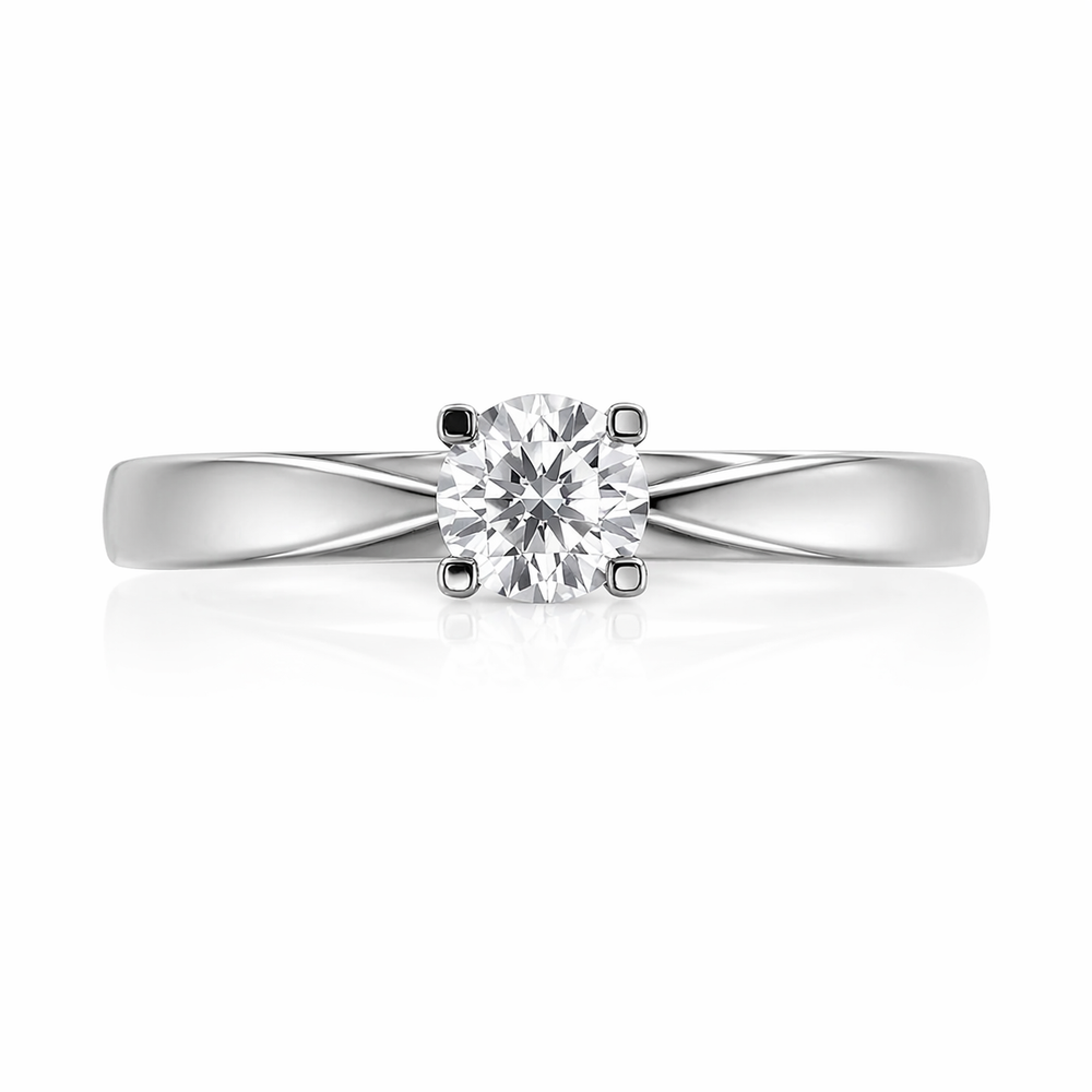 Anillo solitario con diamante redondo