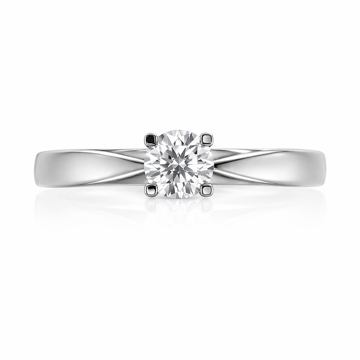 Anillo solitario con diamante redondo