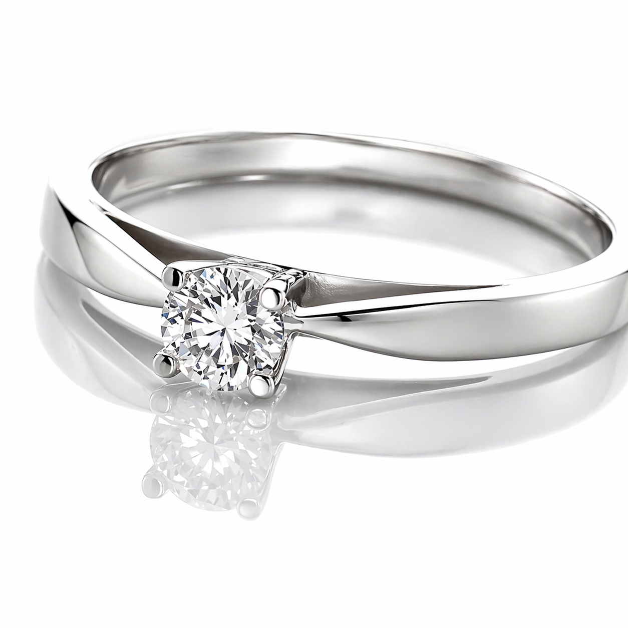 Anillo solitario con diamante redondo