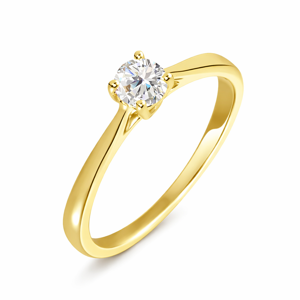 Anillo solitario de oro amarillo con diamante natural