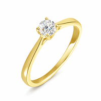 Anillo solitario de oro amarillo con diamante natural