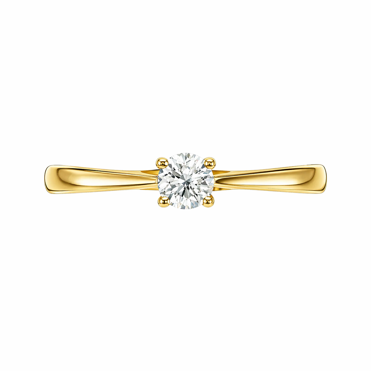 Anillo solitario de oro amarillo con diamante natural