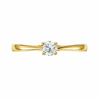 Anillo solitario de oro amarillo con diamante natural