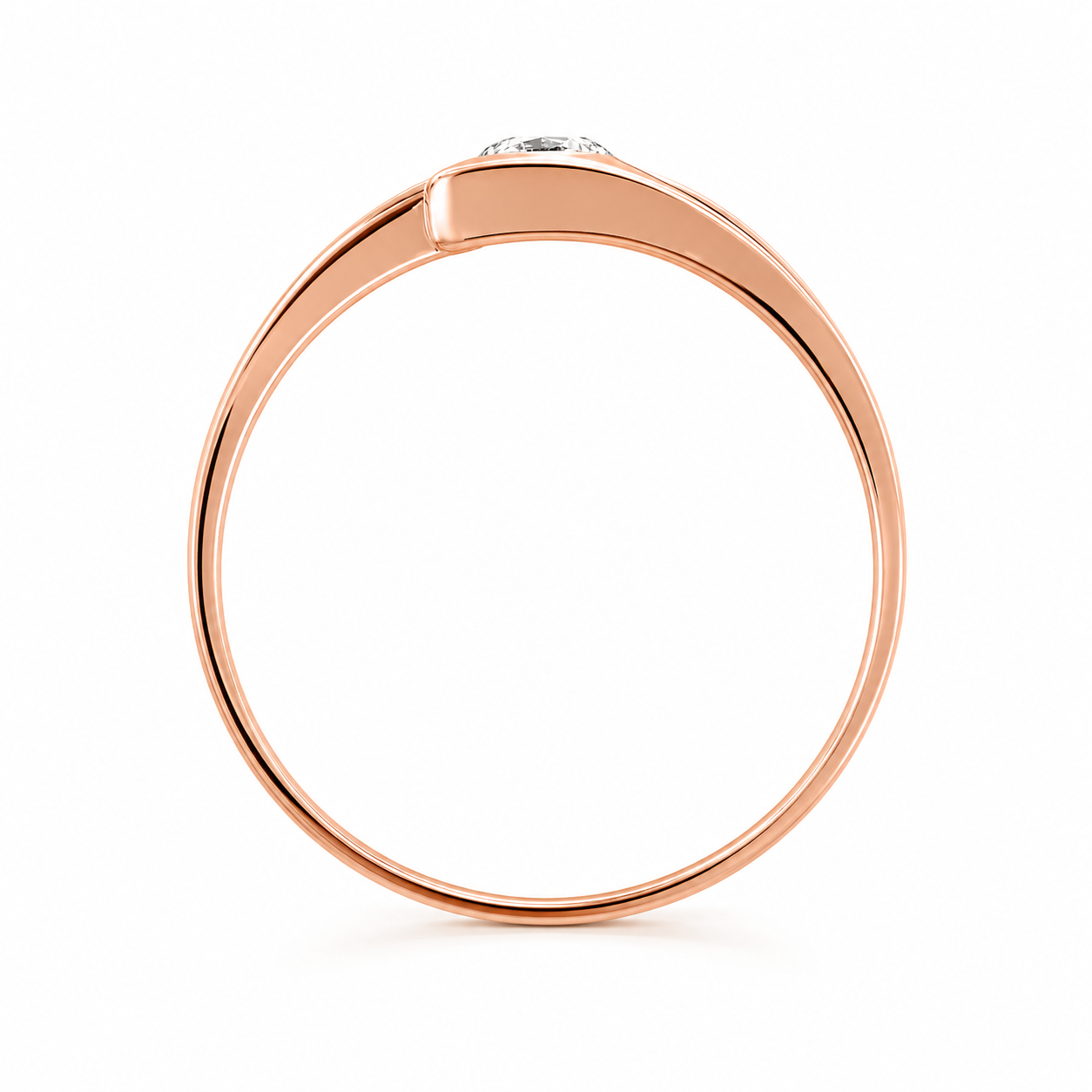 Anillo de compromiso cruzado de oro rosado con diamante 