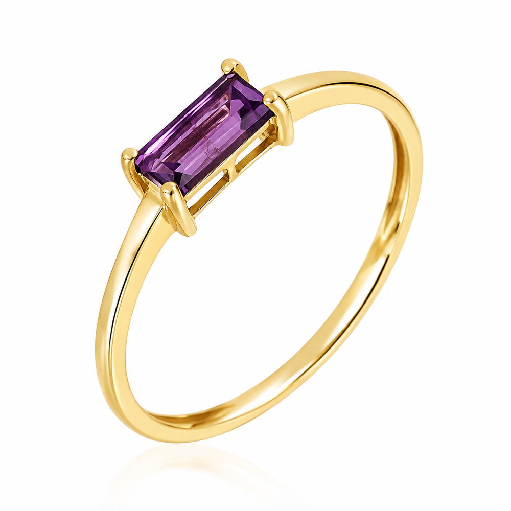 Anillo de amatista natural en oro amarillo 18k
