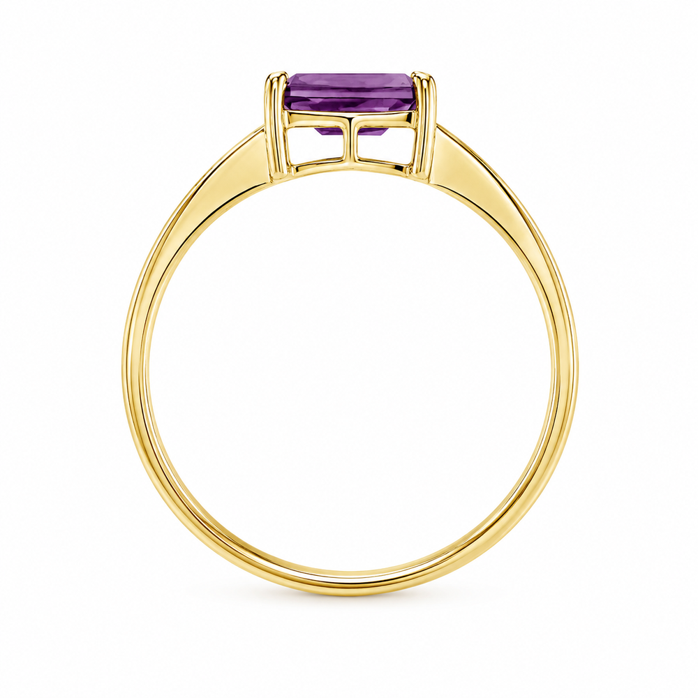 Anillo de amatista natural en oro amarillo 18k