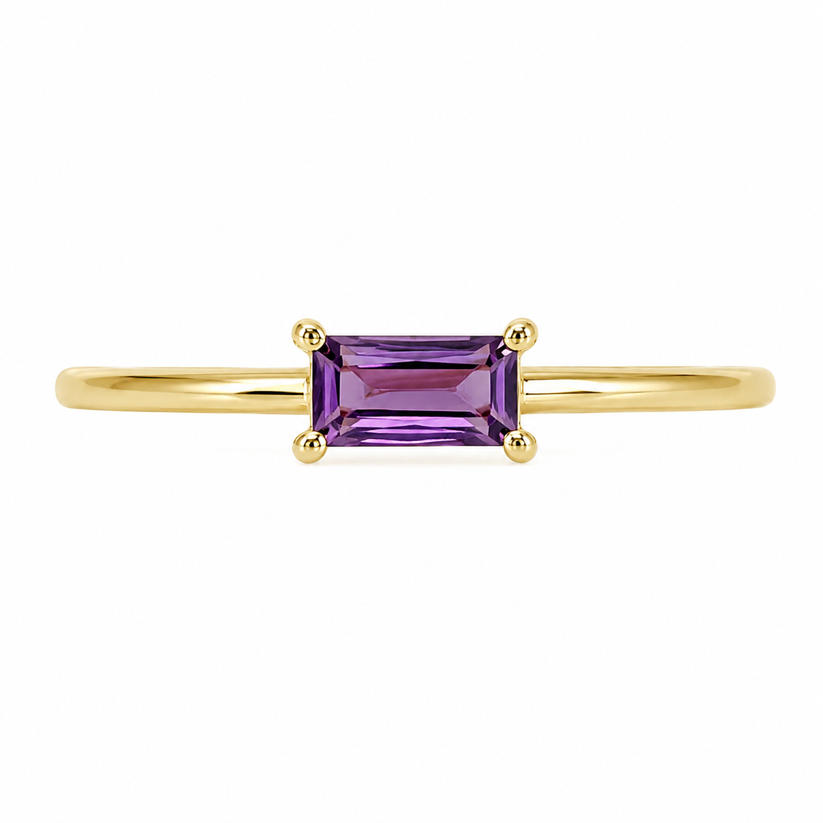 Anillo de amatista natural en oro amarillo 18k