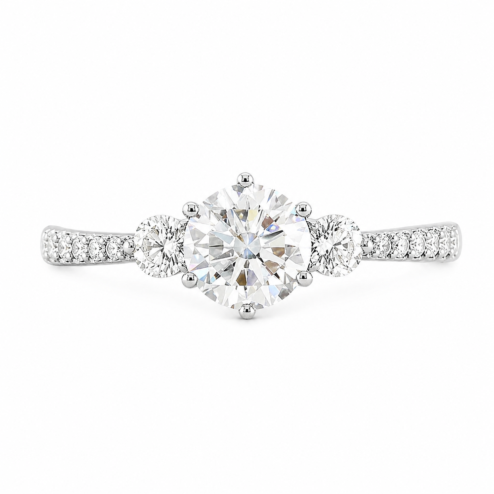 Anillo de compromiso con diamantes naturales en oro blanco 18k - Portland