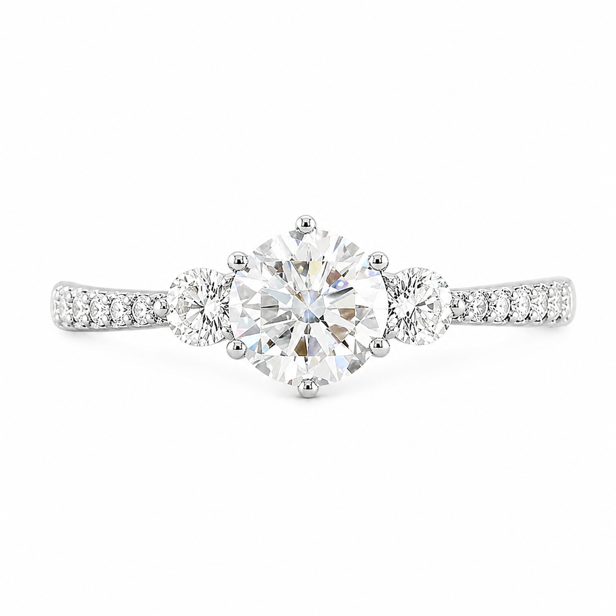 Anillo de compromiso con diamantes naturales en oro blanco 18k - Portland