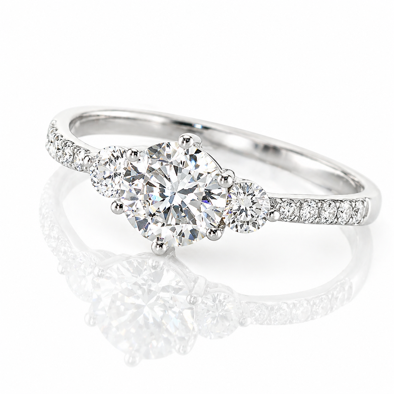 Anillo de compromiso con diamantes naturales en oro blanco 18k - Portland
