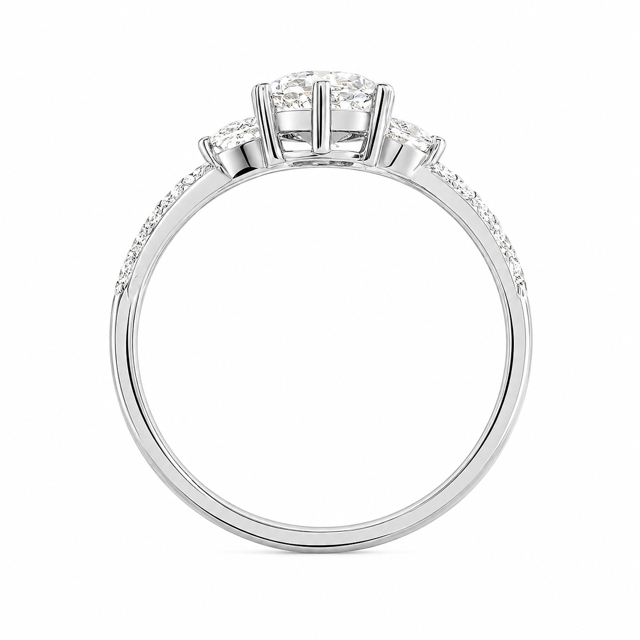Anillo de compromiso con diamantes naturales en oro blanco 18k - Portland