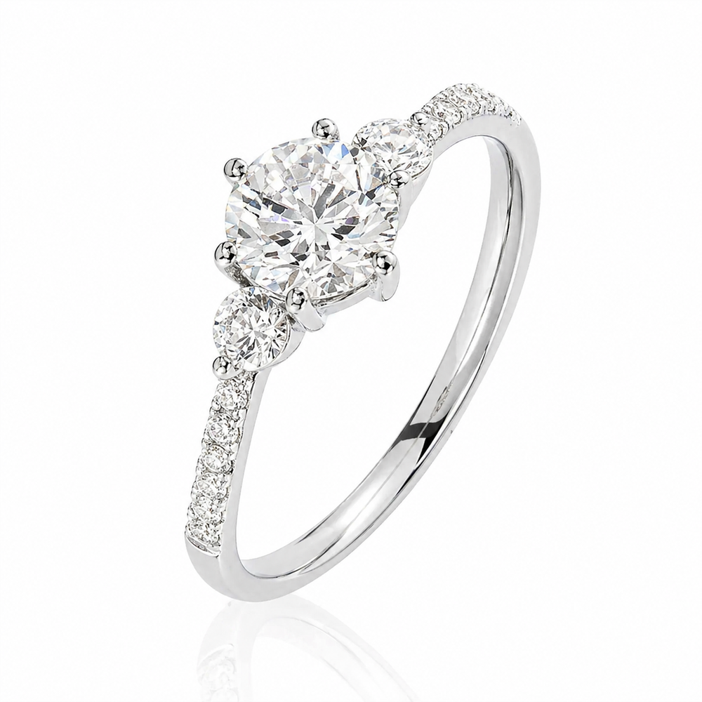 Anillo de compromiso con diamantes naturales en oro blanco 18k - Portland