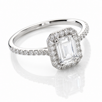 Anillo de compromiso con diamante de laboratorio rectangular 