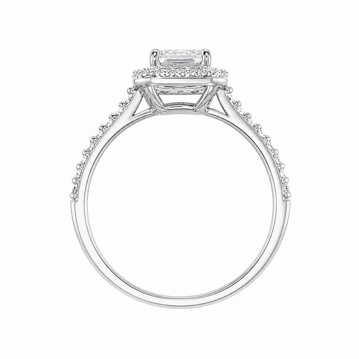 Anillo de compromiso con diamante de laboratorio rectangular 