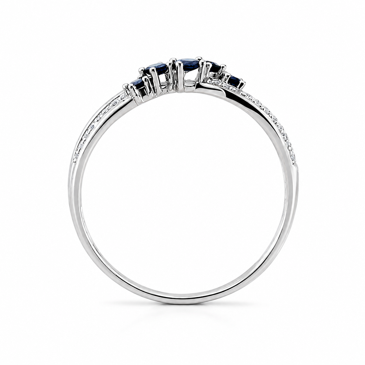 Anillo con zafiros azules y diamantes en oro blanco - Richmond