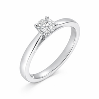 Anillo de compromiso con diamante redondo en oro blanco 18k