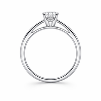 Anillo de compromiso con diamante redondo en oro blanco 18k