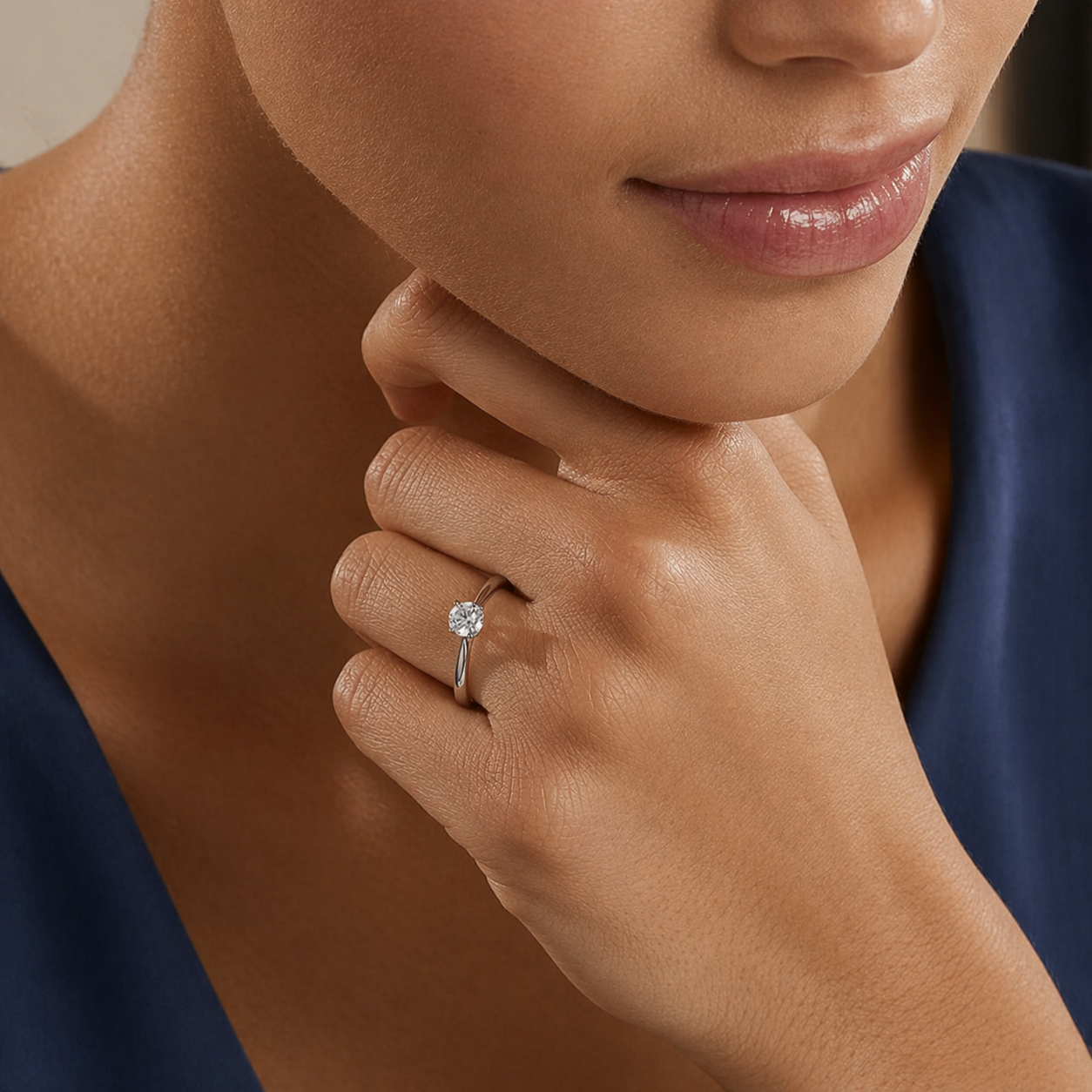Anillo de diamante en oro blanco