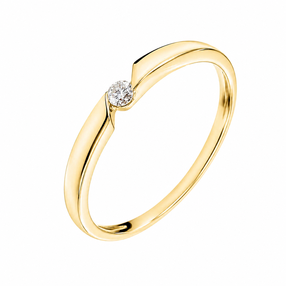 Anillo Solitario diamante de oro amarillo 18k