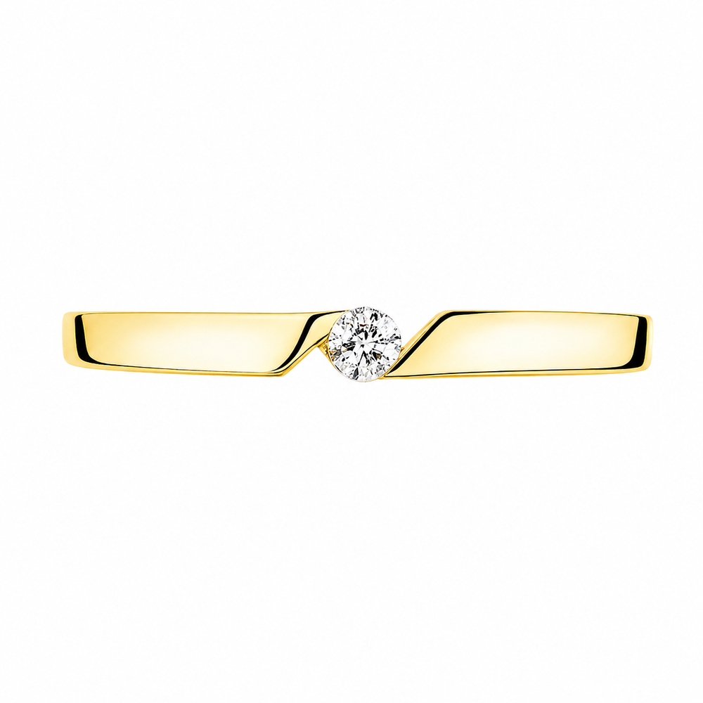 Anillo Solitario diamante de oro amarillo 18k