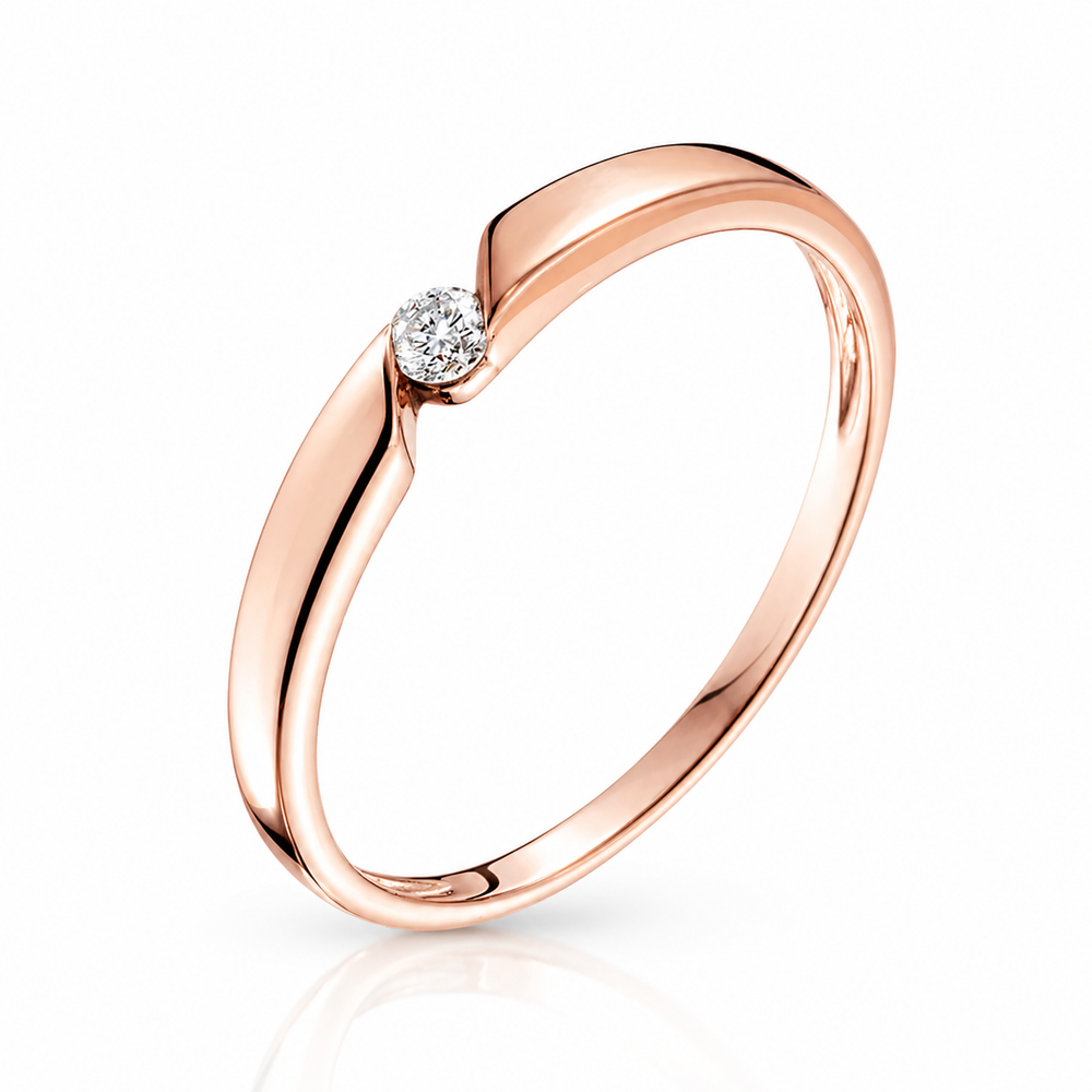 Anillo de compromiso en oro rosado con diamante 