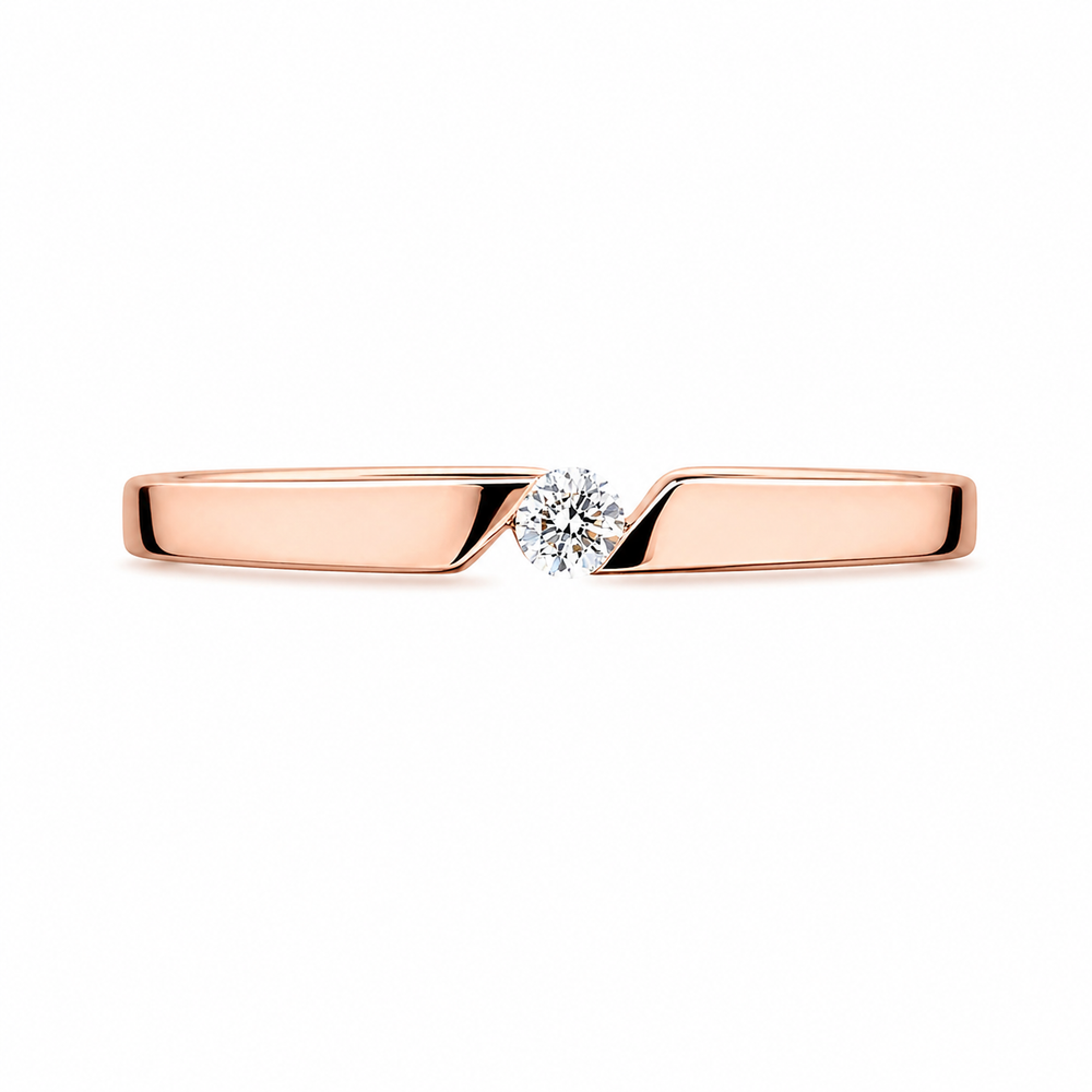 Anillo de compromiso en oro rosado con diamante 