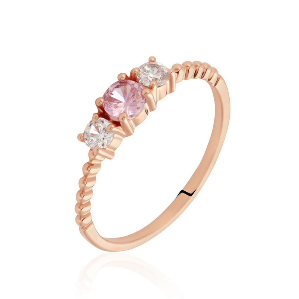 Anillo de Oro Rosado con Zafiro y Diamantes

