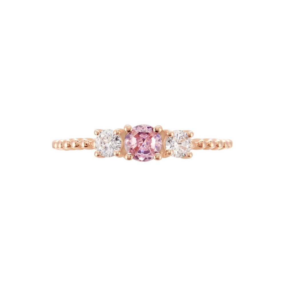 Anillo de Oro Rosado con Zafiro y Diamantes

