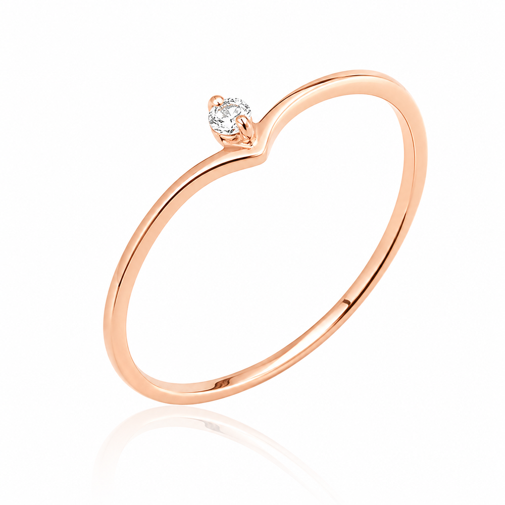 Anillo de oro rosado con diamante