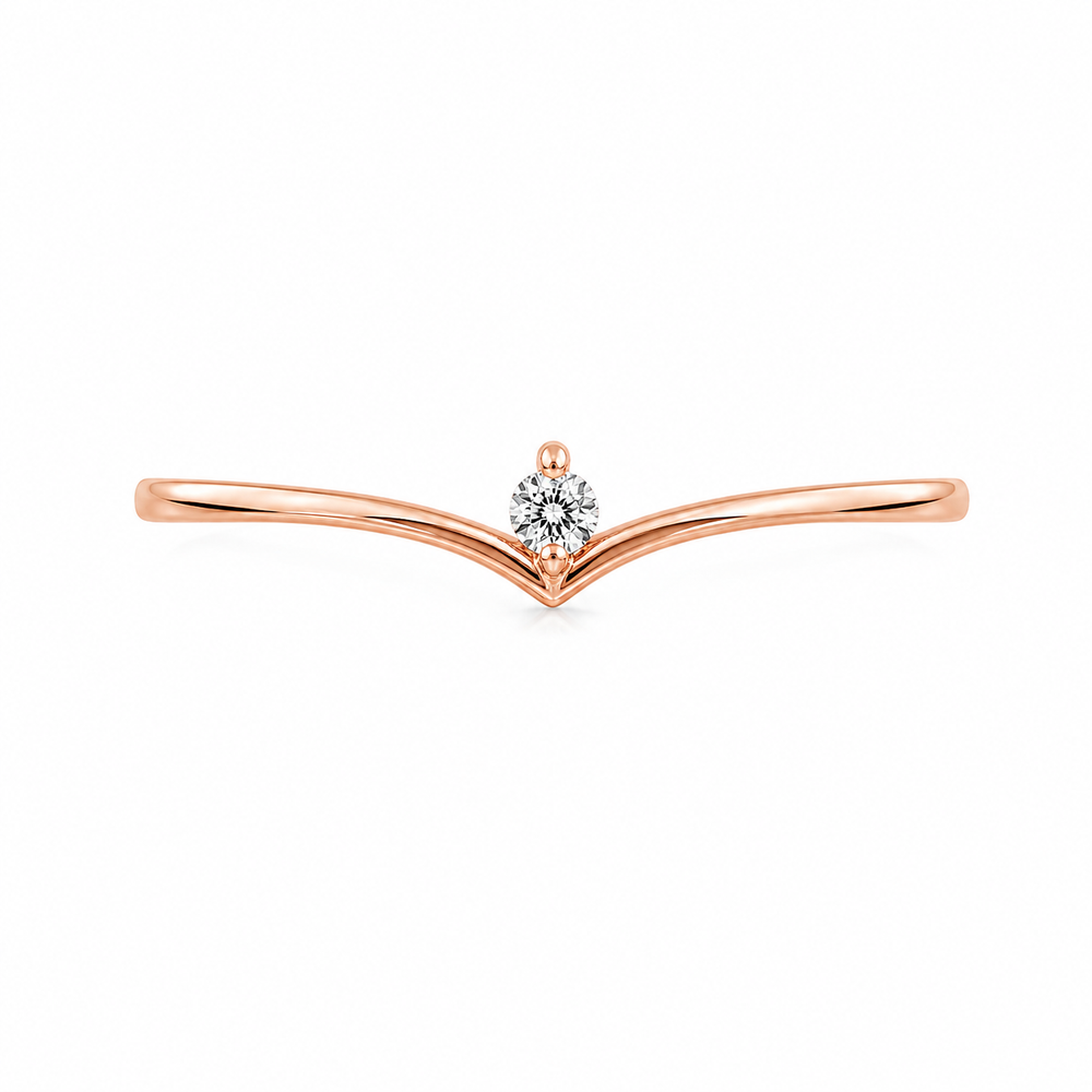 Anillo de oro rosado con diamante