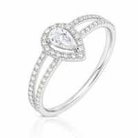 Anillo de diamante pera en oro blanco 
