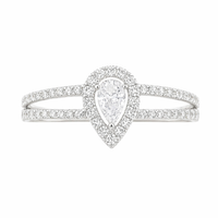 Anillo de diamante pera en oro blanco 