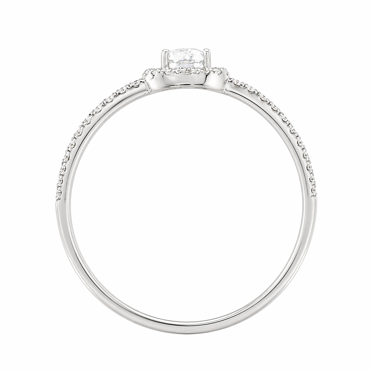 Anillo de diamante pera en oro blanco 