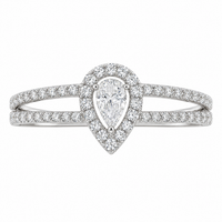 Anillo de compromiso con diamante en forma de pera en oro blanco 18k. 