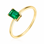 Anillo con esmeralda natural en oro amarillo 18k