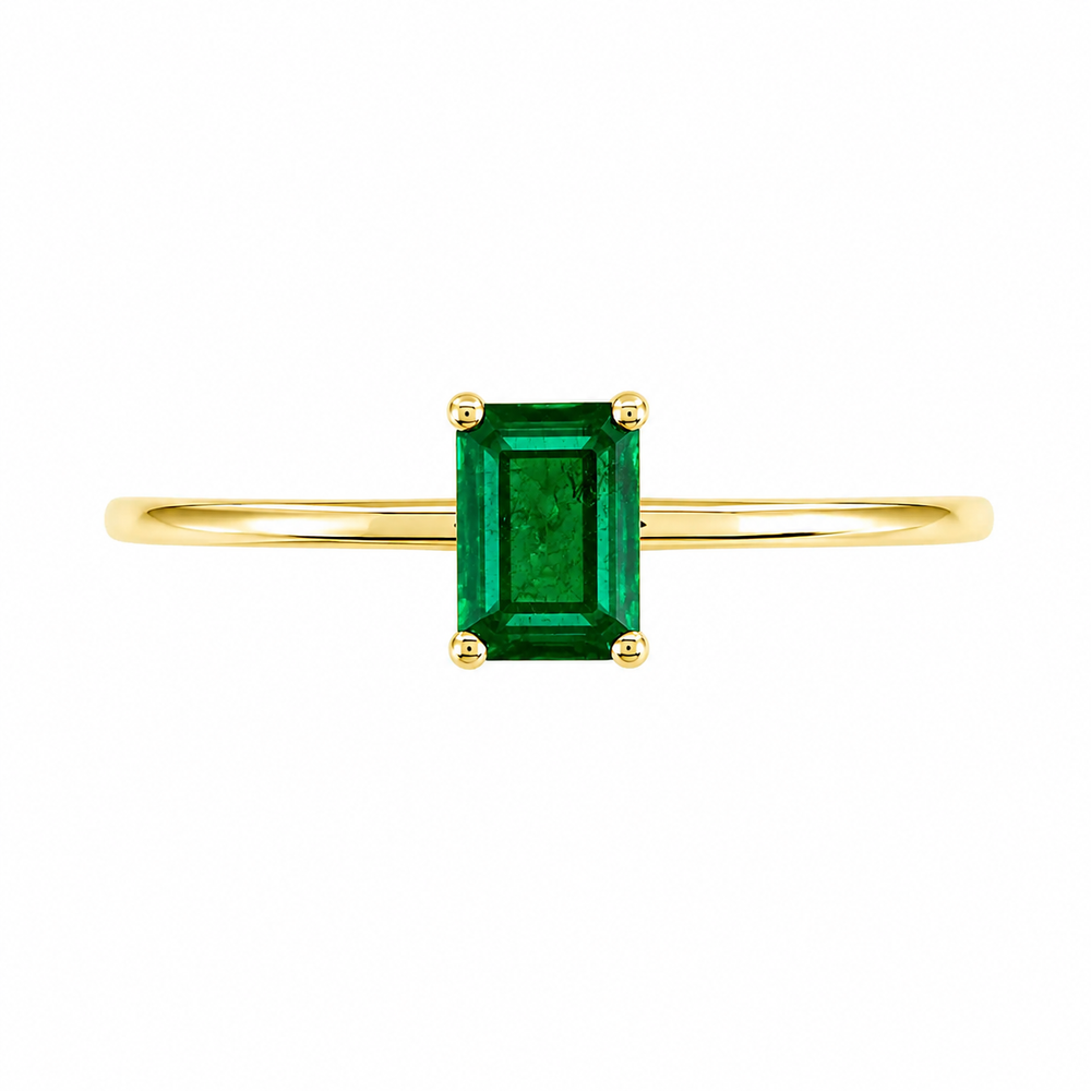Anillo con esmeralda natural en oro amarillo 18k