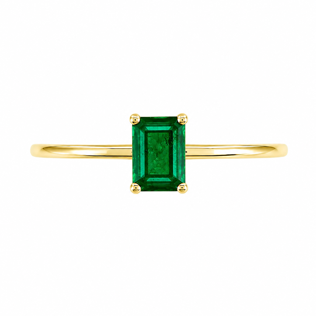 Anillo con esmeralda natural en oro amarillo 18k