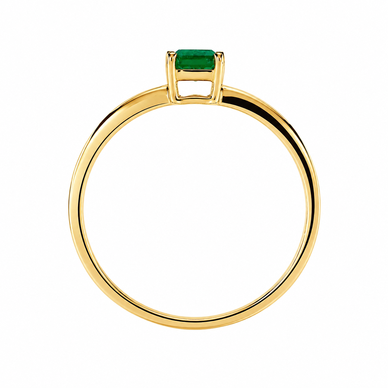 Anillo con esmeralda natural en oro amarillo 18k