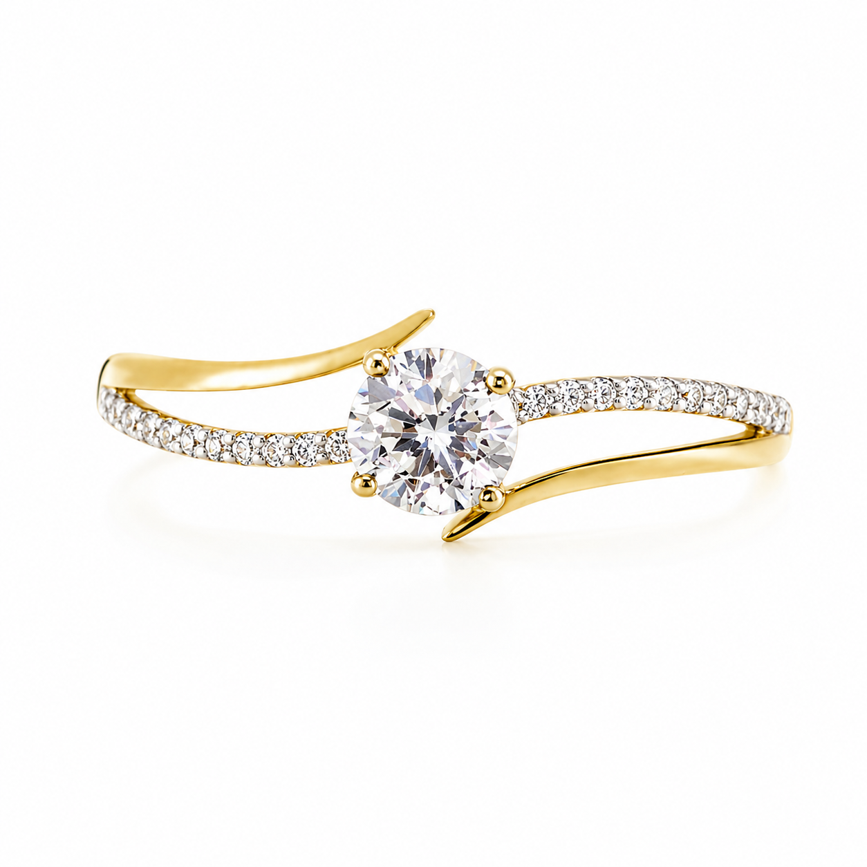 Anillo de diamante en oro amarillo