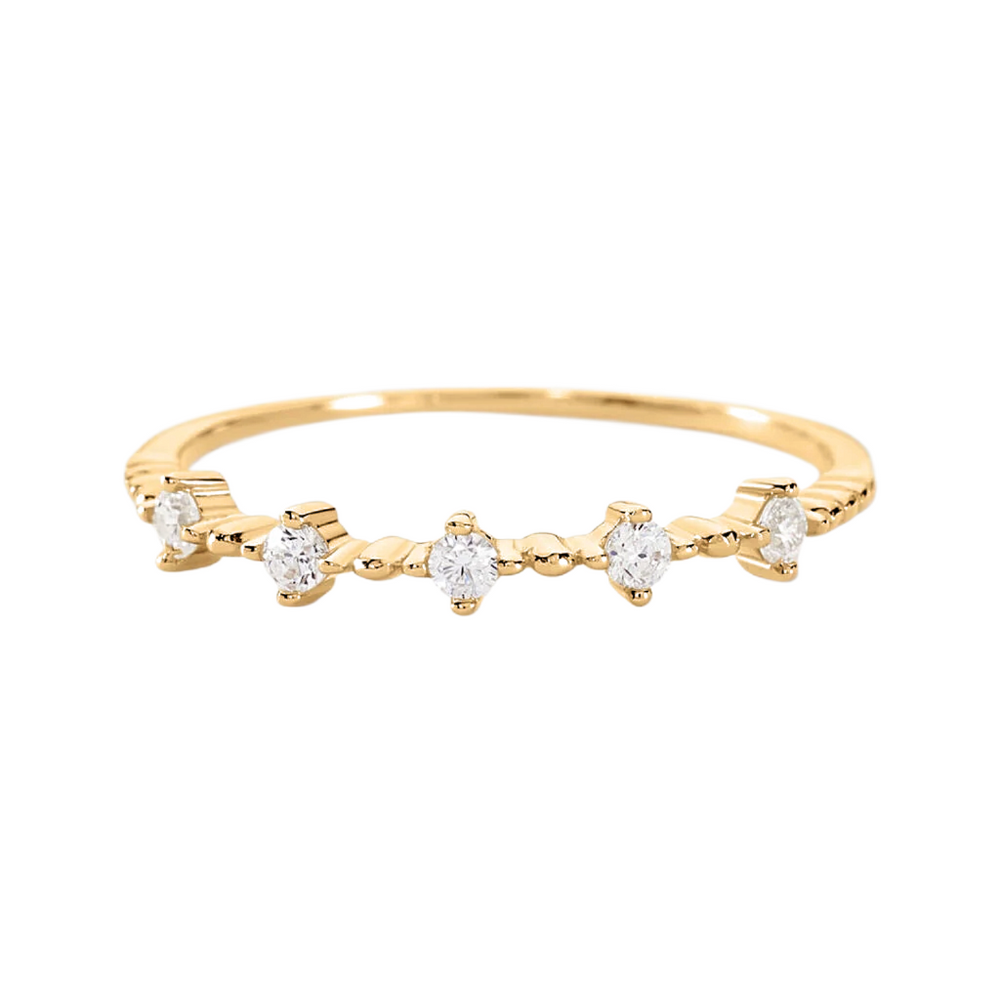 Anillo de Oro Amarillo 18K con 5 Diamantes Redondos – Belfast