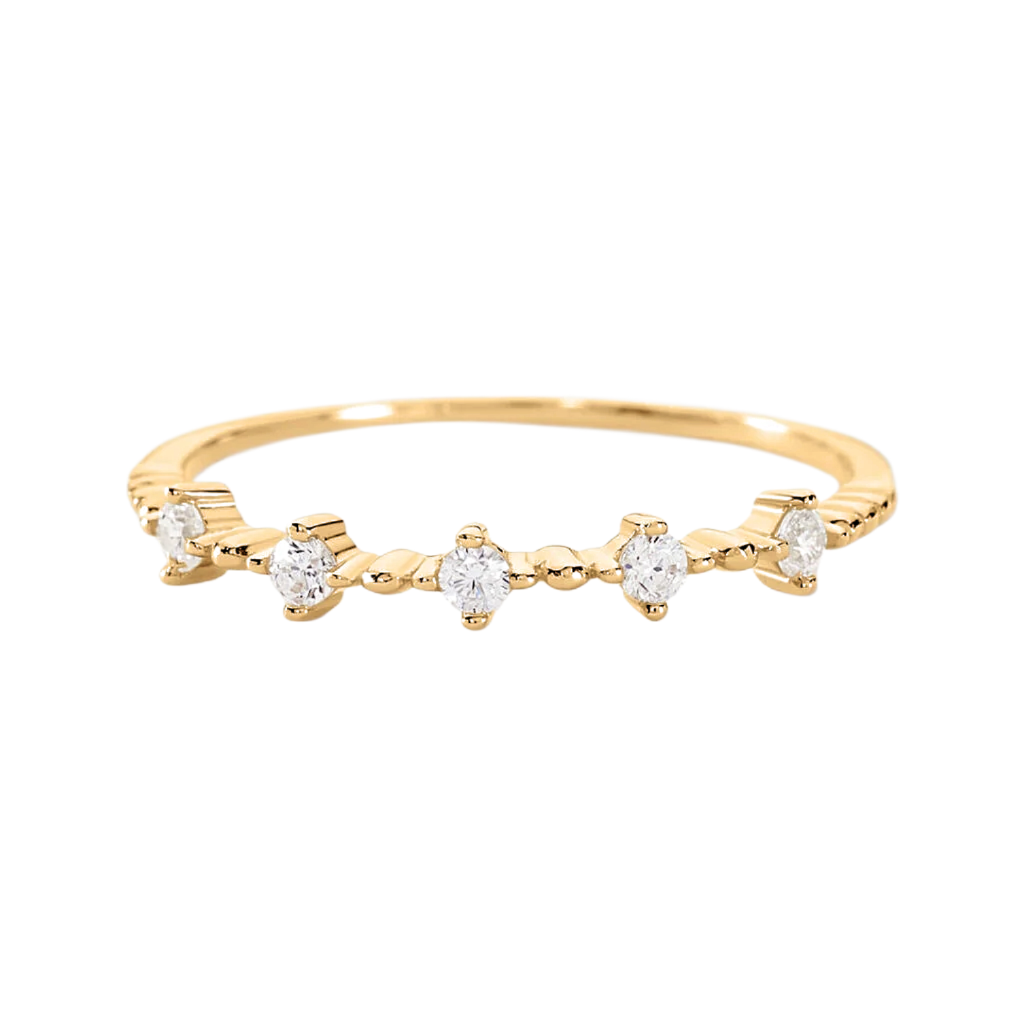 Anillo de Oro Amarillo 18K con 5 Diamantes Redondos – Belfast
