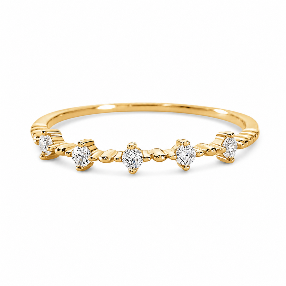 Anillo de Oro Amarillo 18K con 5 Diamantes Redondos – Belfast