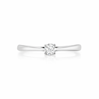 Anillo de compromiso solitario en oro blanco 18k y diamante redondo 