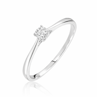 Anillo de compromiso solitario en oro blanco 18k y diamante redondo